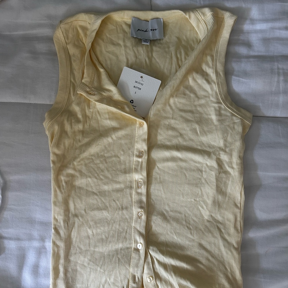 Butter Light Yellow Ribbed Tank Top